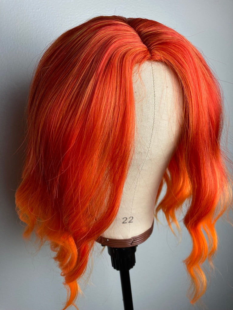 Orange Wavy Curly Full Hair Wig