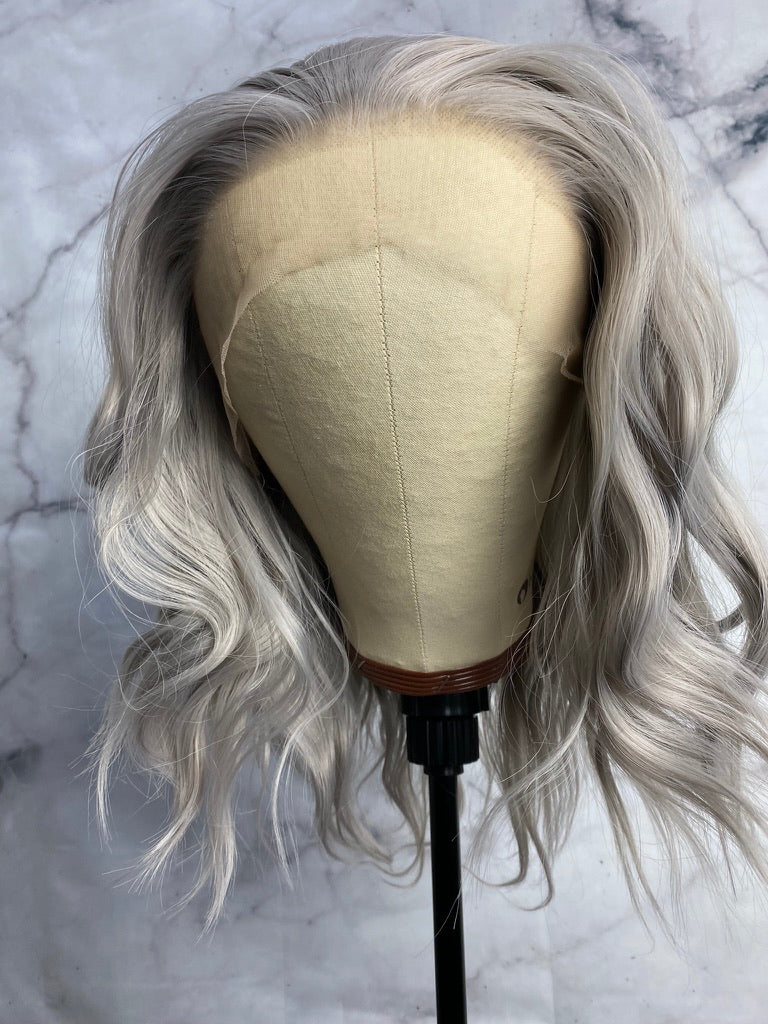 Silver Gray Synthetic Lace Front Bob Wig