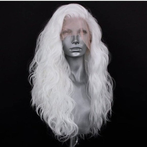 White Curly Lace Front Wig