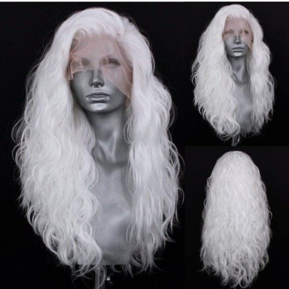 White Curly Lace Front Wig