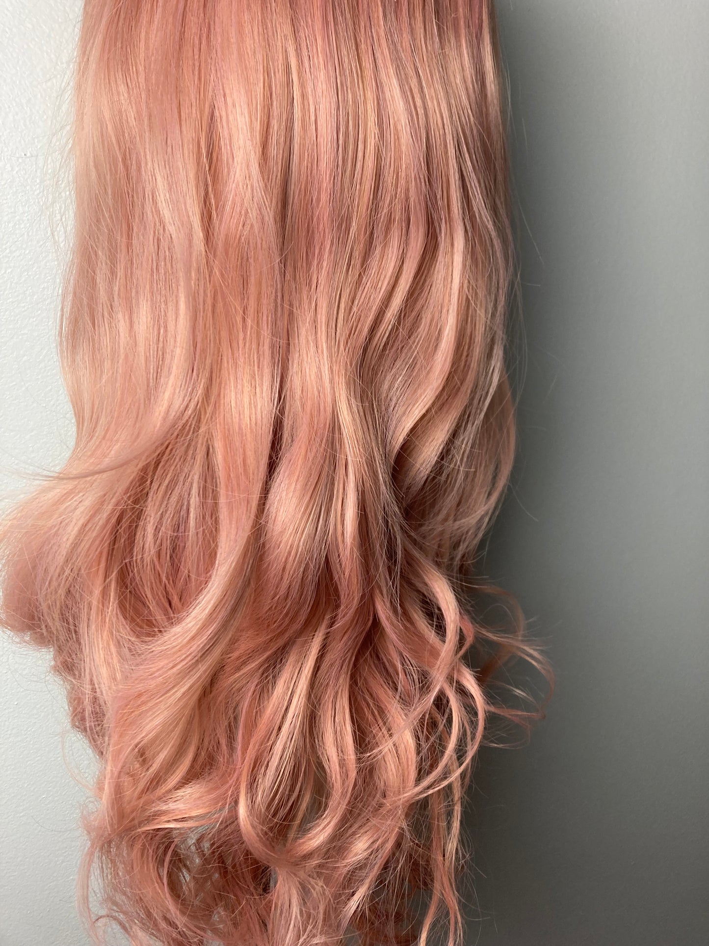 Wavy Rose Gold Synthetic Lace Wig