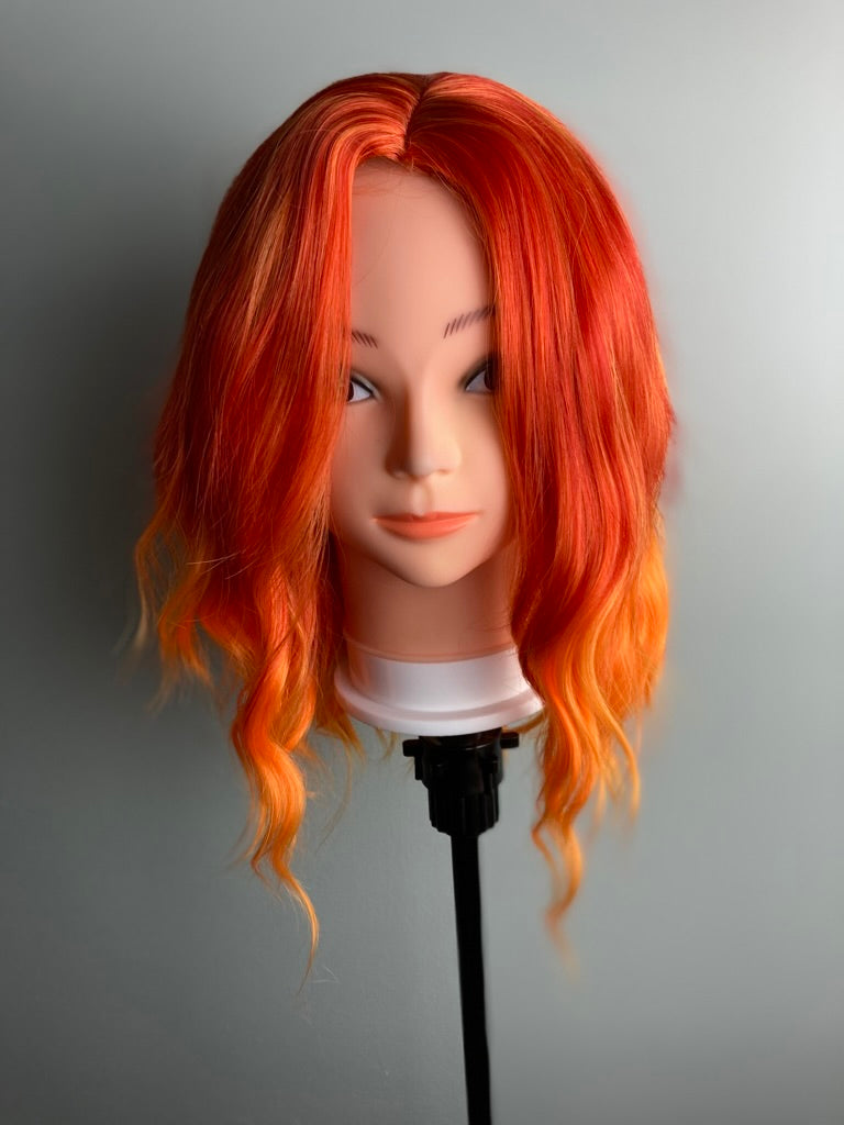 Middle Part Orange Short Bob Cosplay Wig