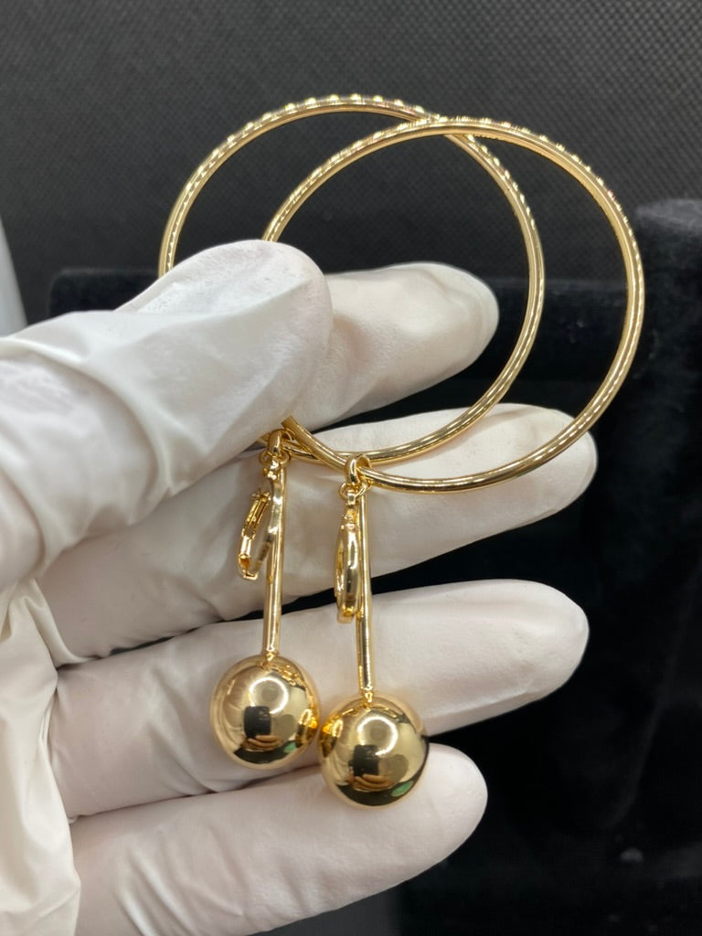 Dangle Hoop Earrings for Women, 14k Gold/Silver Plated High Polished Cute & Aesthetic Earrings for Women
