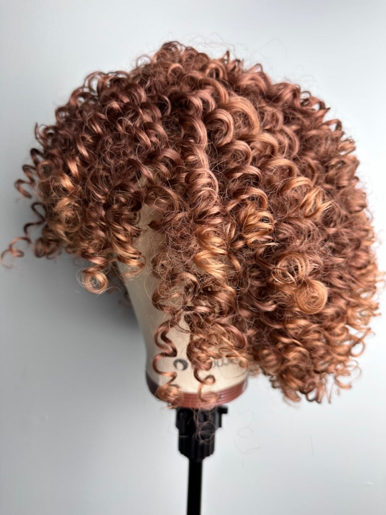 Light Brown Short Bob Curly Afro Wig for Black Women