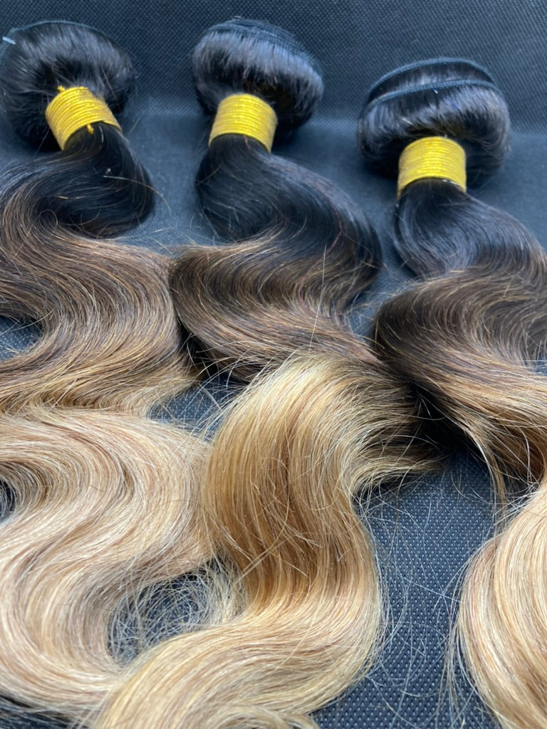 Ombre Bundles and Closure,10A Brazilian Bundles with Closure Virgin Remy Hair Bundles