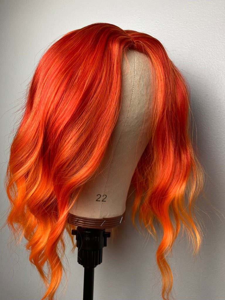 Orange Wavy Curly Full Hair Wig