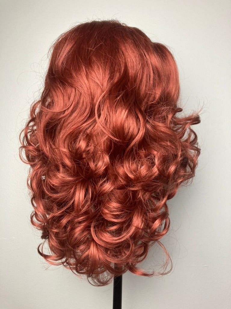 Short Bob Auburn Copper Wavy Lace Front Wig