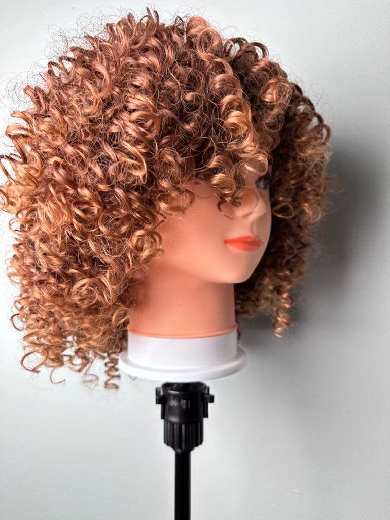Light Brown Short Bob Curly Afro Wig for Black Women