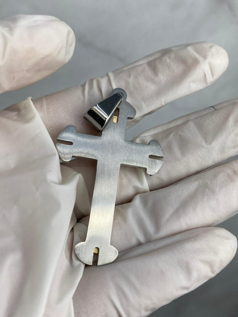 Gold & Silver Cross Pendant Necklace For Men