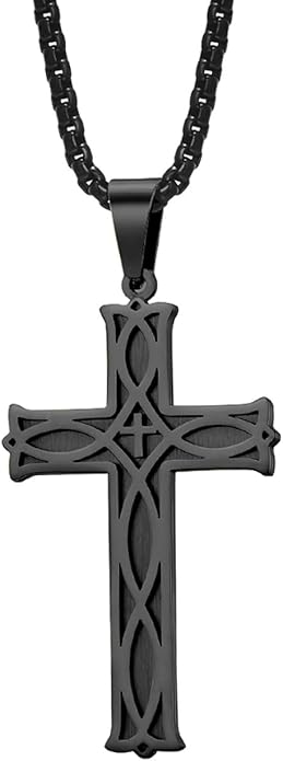 Celtic Cross Necklace for Men | 24" Stainless Steel Chain