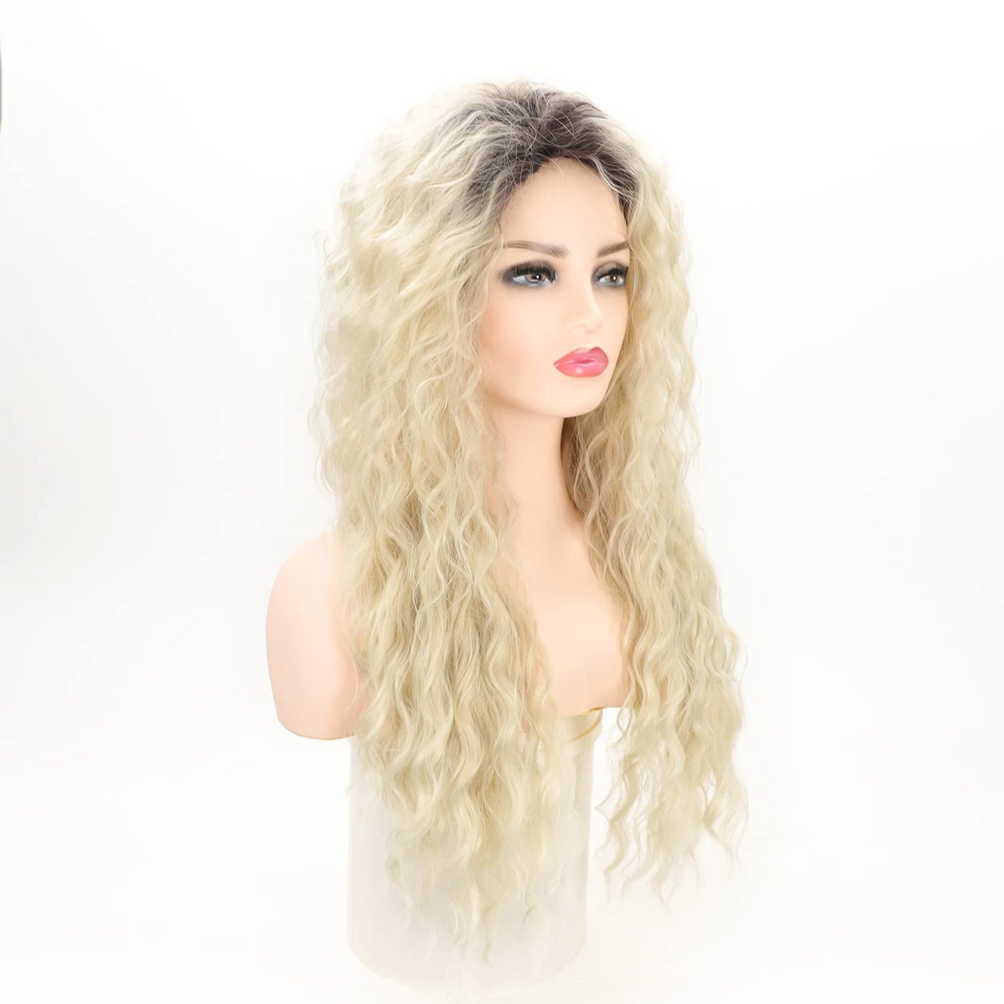 Long Blonde Wavy Curly Wig