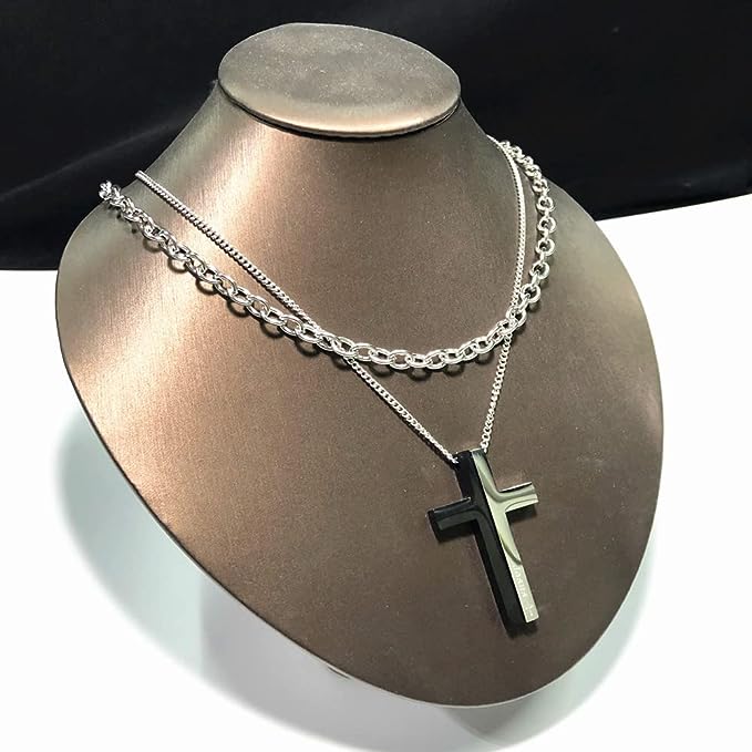 Stainless Steel Cross Pendant Necklace for Men Women