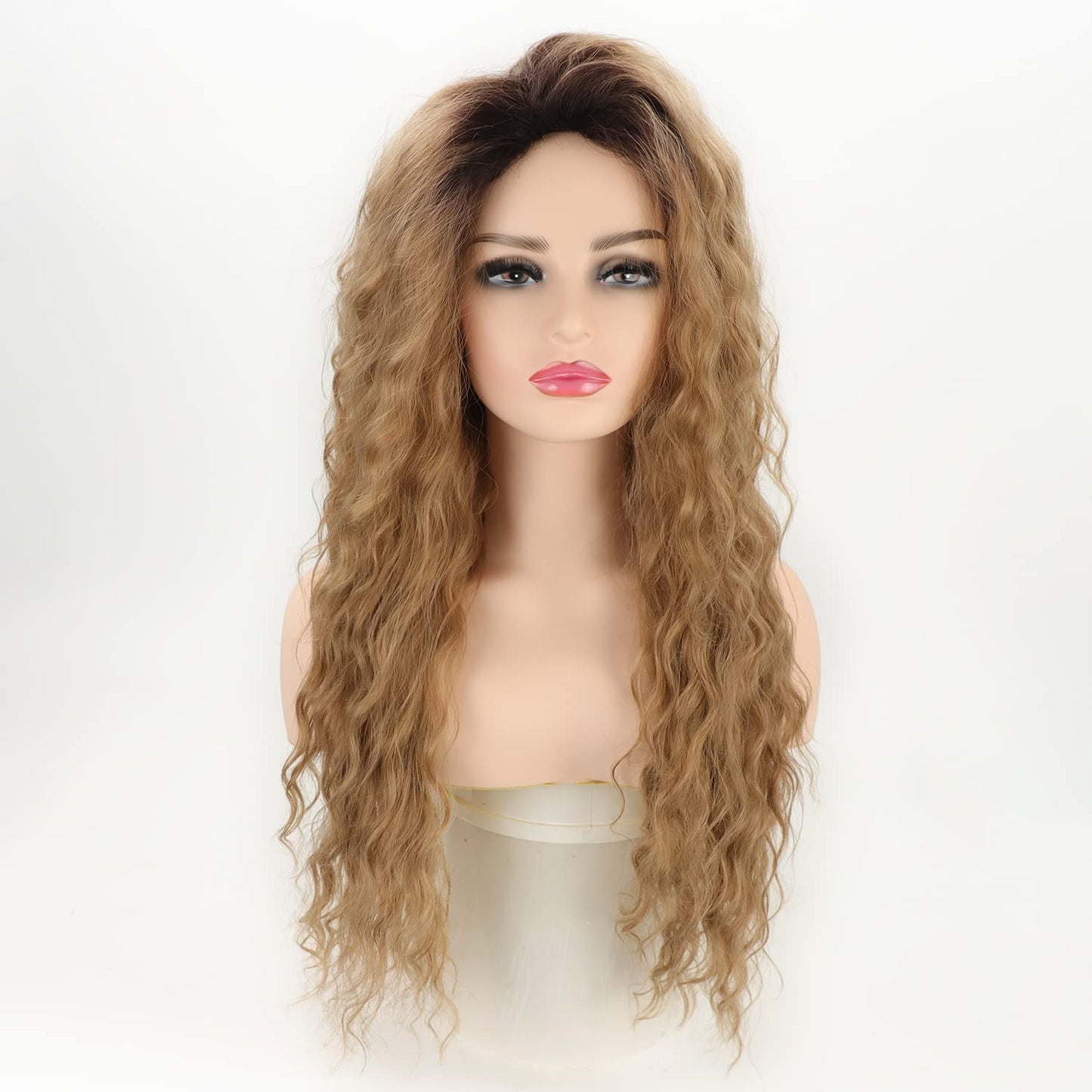 Long Blonde Wavy Curly Wig