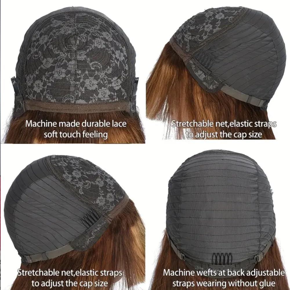 Wigs with Bangs Burgundy Red Wig Brazilian Virgin Human Hair Wig Full Machine Made None Lace Front Wigs.