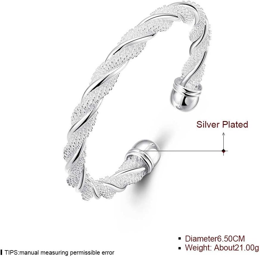 Cable Wire Twisted Cuff Bangle Bracelets 