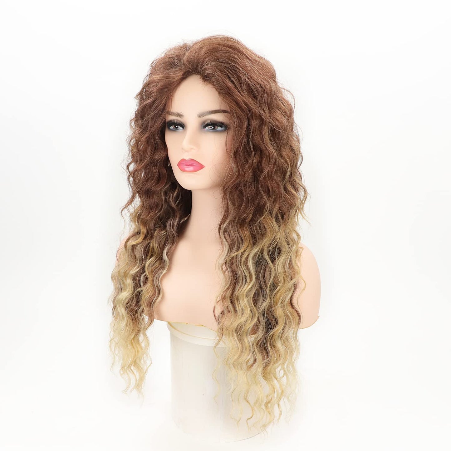 Long Blonde Wavy Curly Wig
