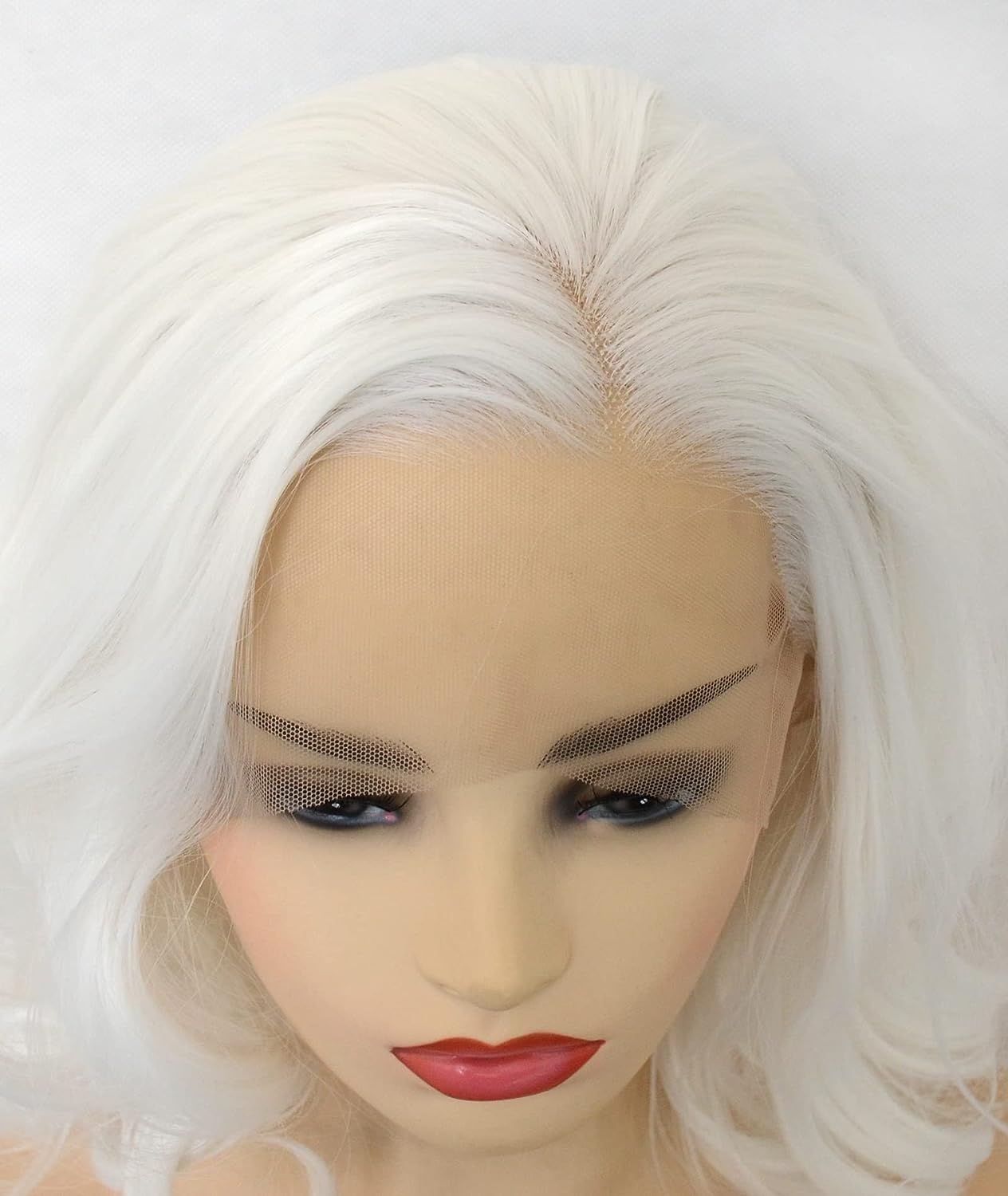 Loose Wave Curly Synthetic Hair Side Part Half Hand Tied Replacement Full Wigs 12 Inches for Women Girls