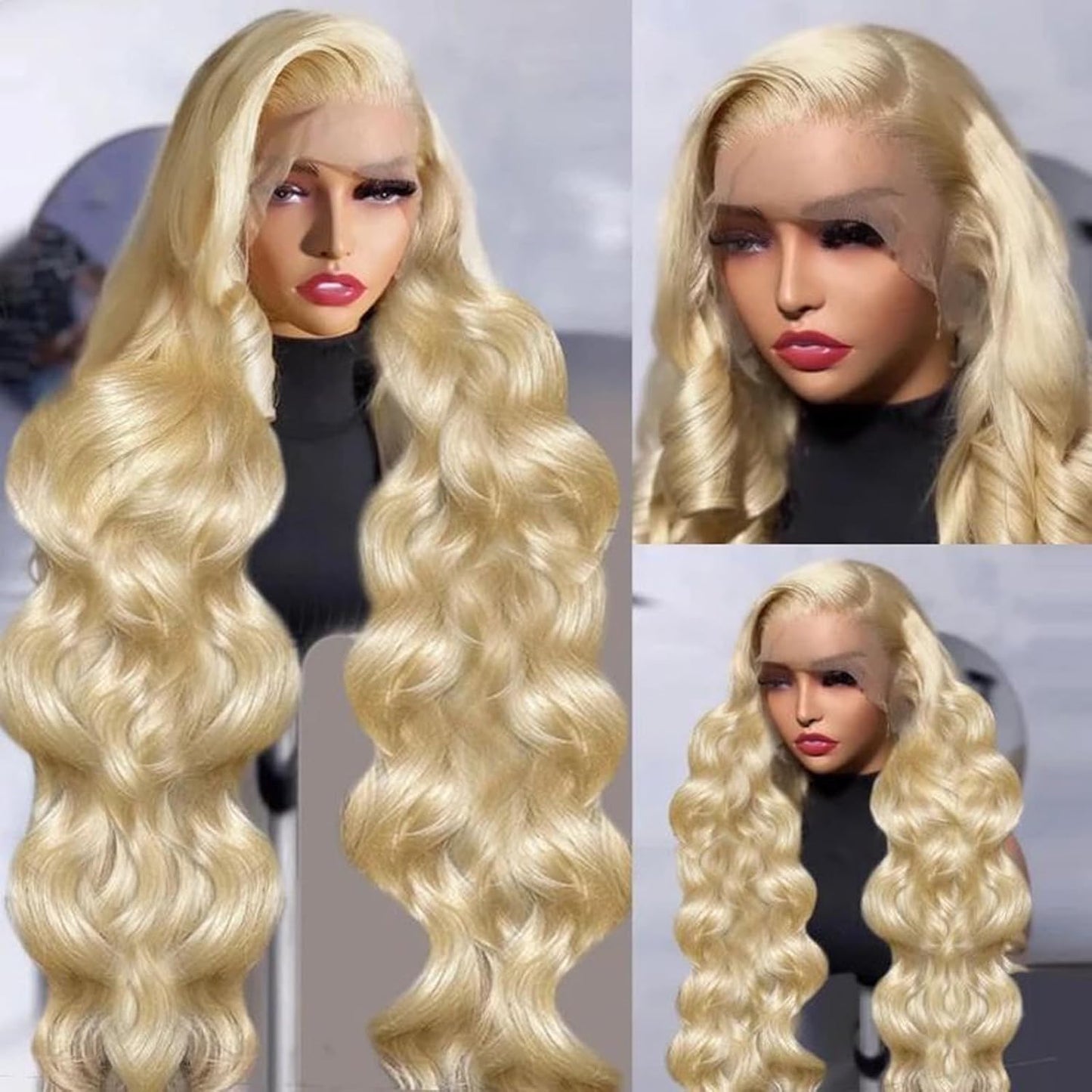 613 Blonde Colored Body Wave Full Frontal HD Transparent 13x4 13x6 Lace Human Hair Wigs Lace Front Wigs For Women 40 46 Inches