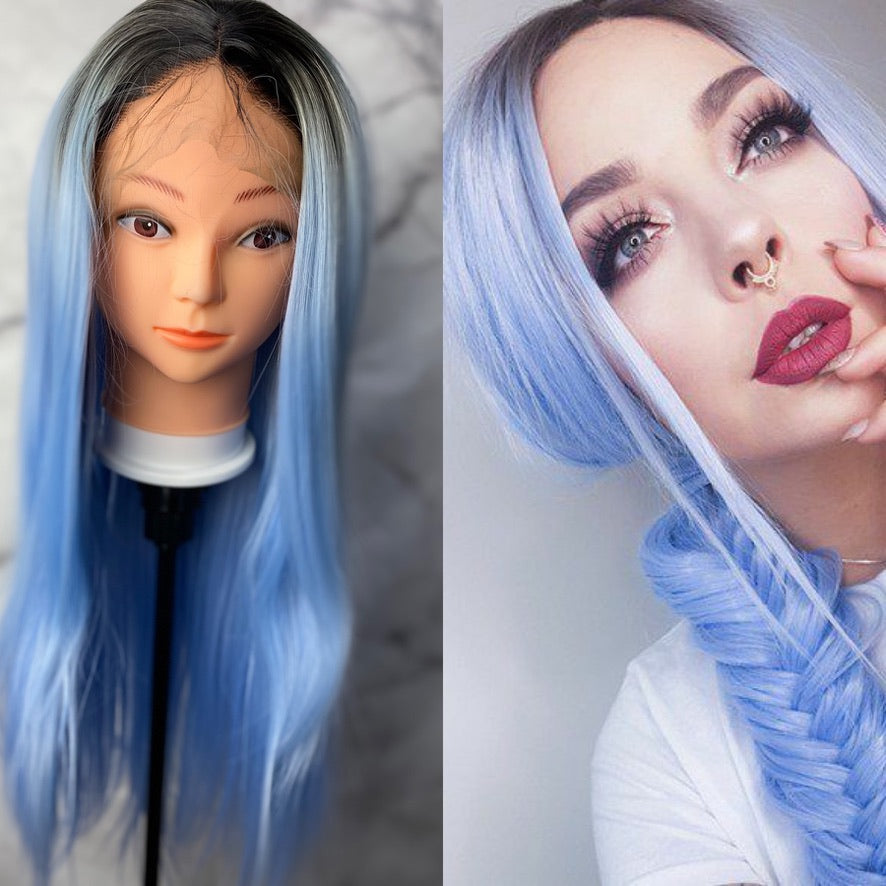 Black Root -Blue Lace Front Wig