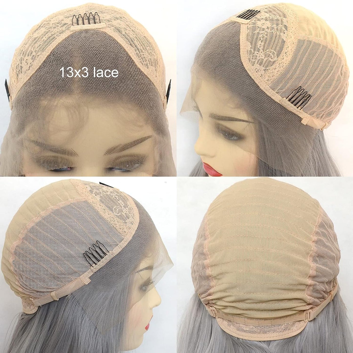 Synthetic Straight Grey Lace Front Wig