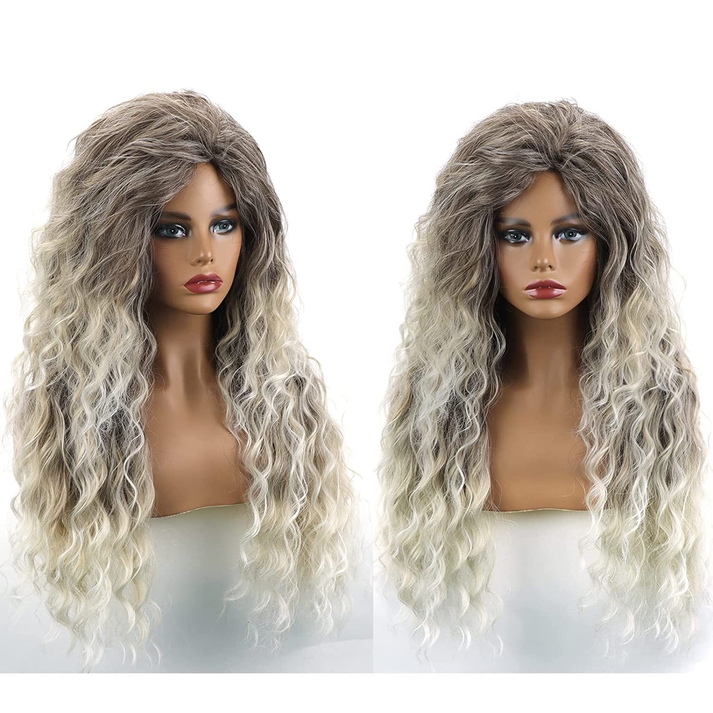 Long Blonde Wavy Curly Wig