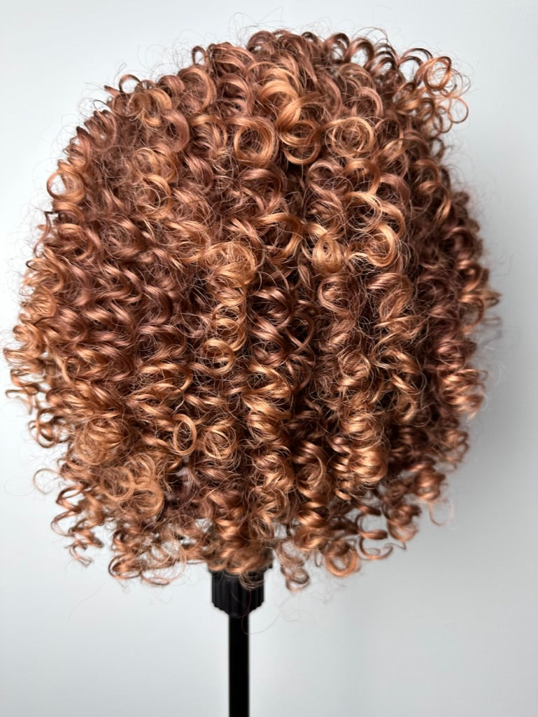 Light Brown Short Bob Curly Afro Wig for Black Women