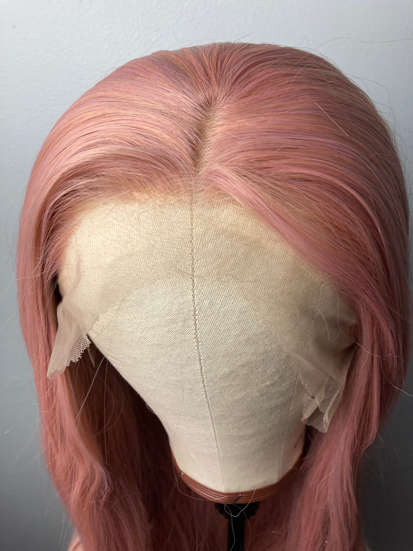 Wavy Rose Gold Synthetic Lace Wig