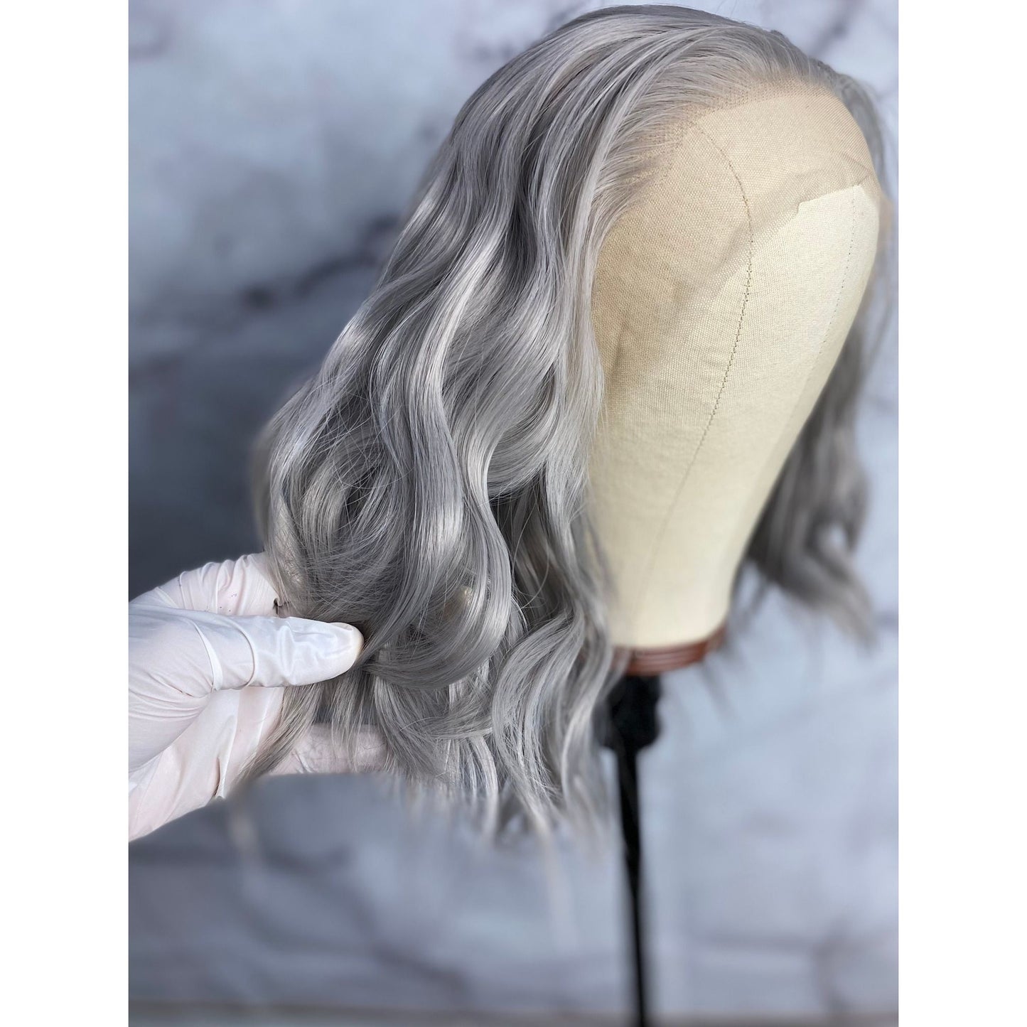 Silver ,Grey Wig,Short Gray Lace Front Wig