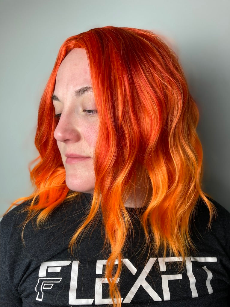 Short Bob Wavy Curly Orange Wig