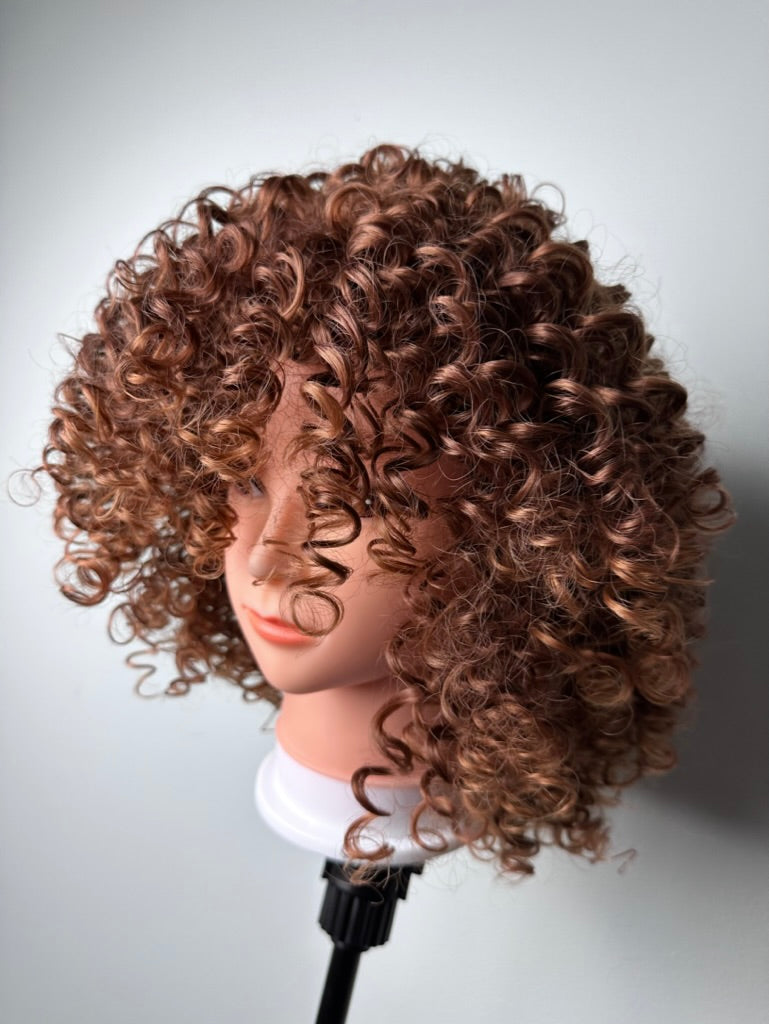 Light Brown Short Bob Curly Afro Wig for Black Women