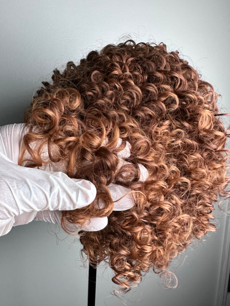 Light Brown Short Bob Curly Afro Wig for Black Women