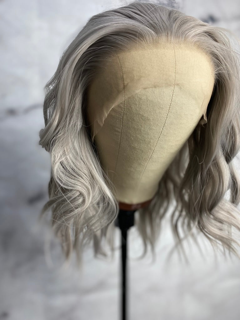 Silver Gray Synthetic Lace Front Bob Wig