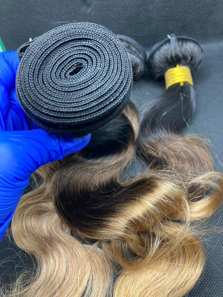 Body Wave Ombre Blonde 1B/#27 Human Hair Weave