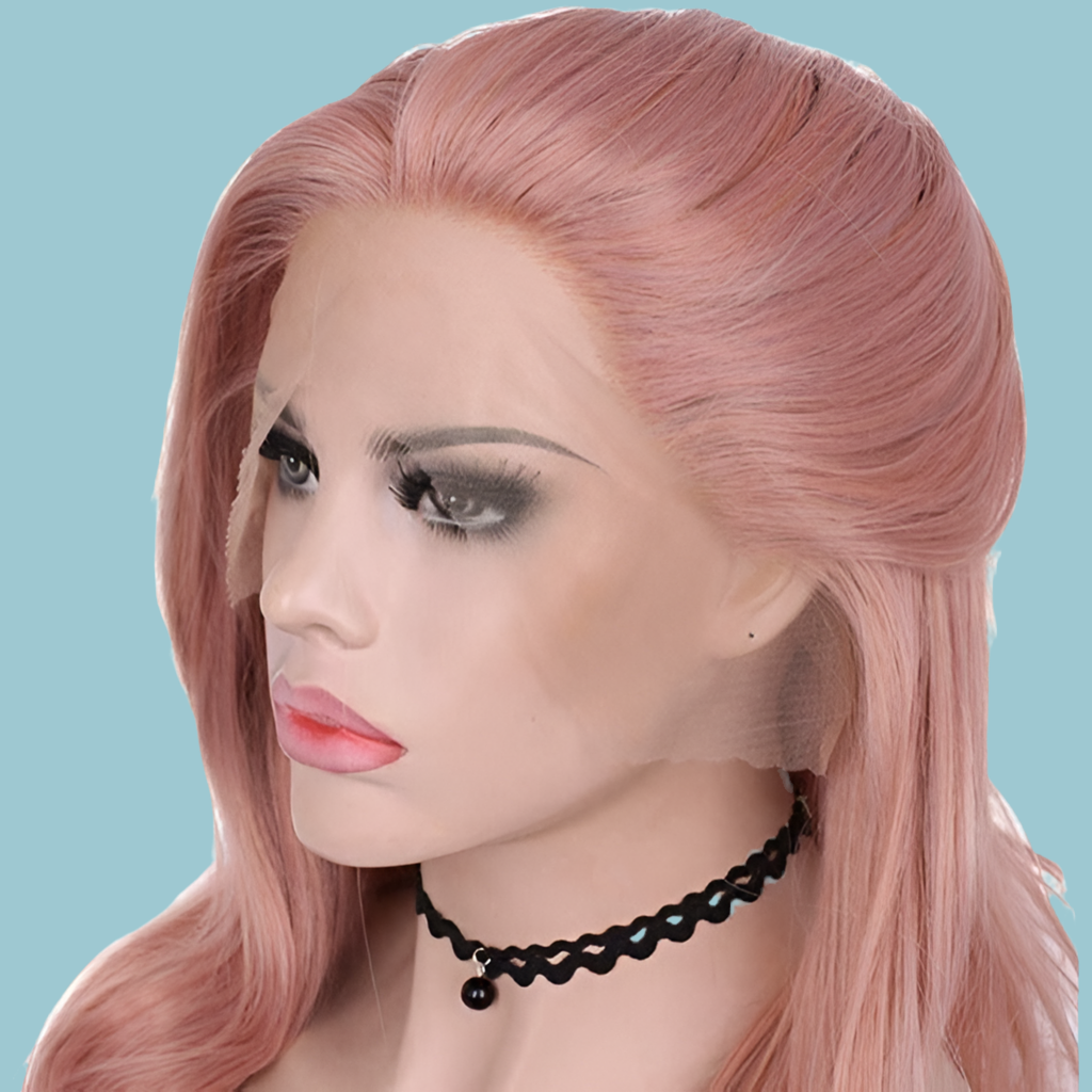 Wavy Rose Gold Synthetic Lace Wig