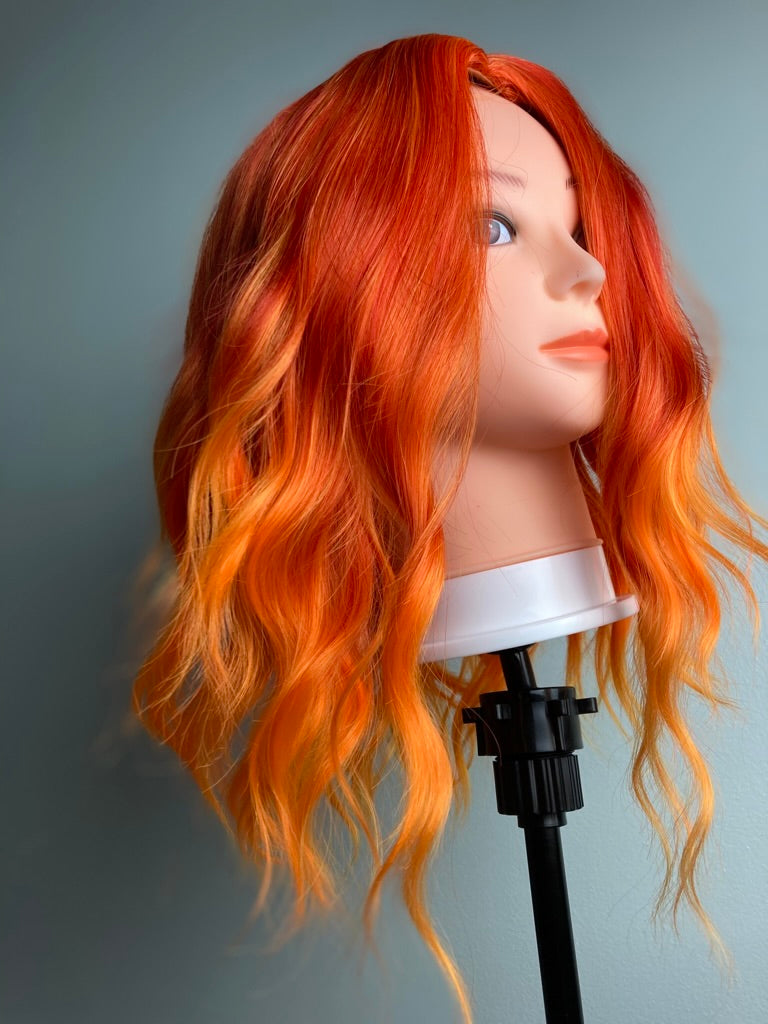 Middle Part Orange Short Bob Cosplay Wig