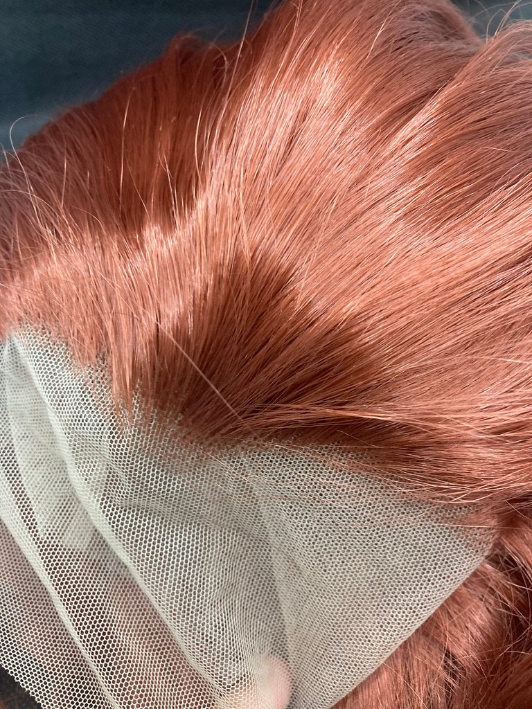 Short Bob Auburn Copper Wavy Lace Front Wig