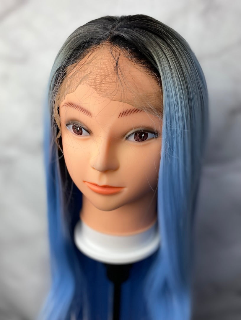 Black Root -Blue Lace Front Wig