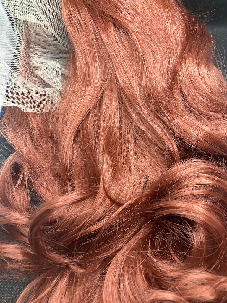 Short Bob Auburn Copper Wavy Lace Front Wig