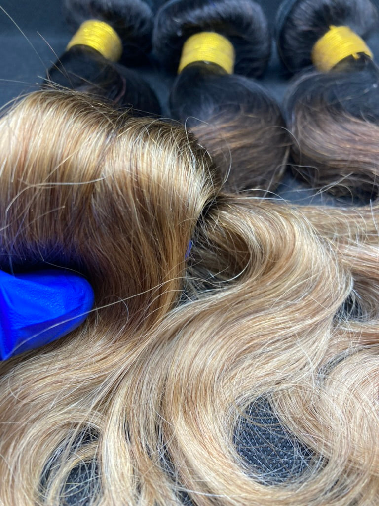 Ombre Bundles and Closure,10A Brazilian Bundles with Closure Virgin Remy Hair Bundles