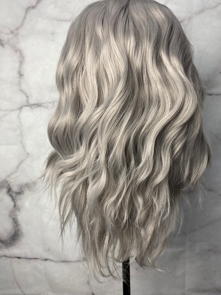 Silver Gray Synthetic Lace Front Bob Wig
