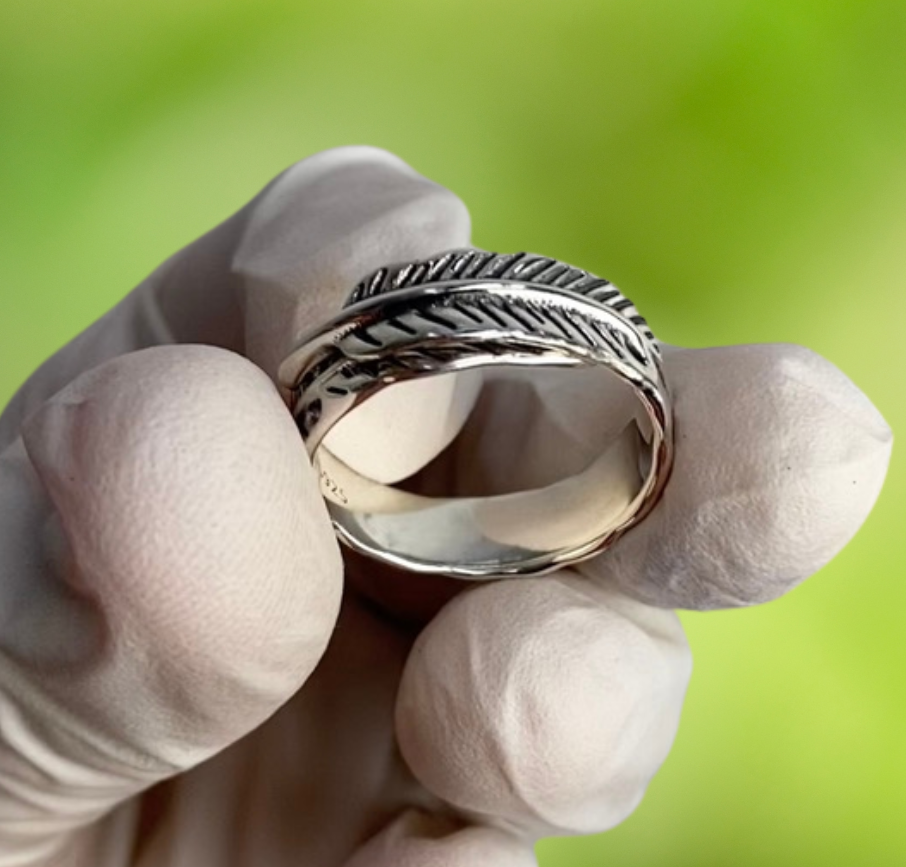Feather Vintage Ring Unisex Jewelry