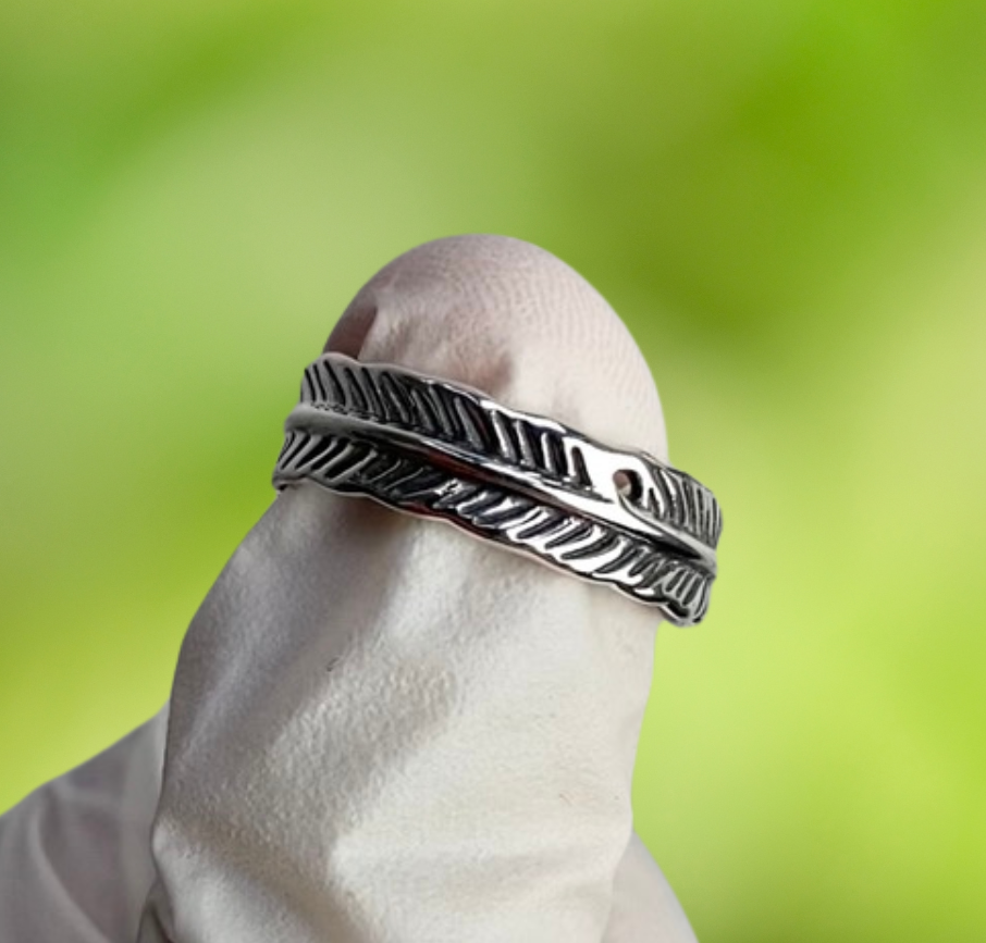 Feather Vintage Ring Unisex Jewelry