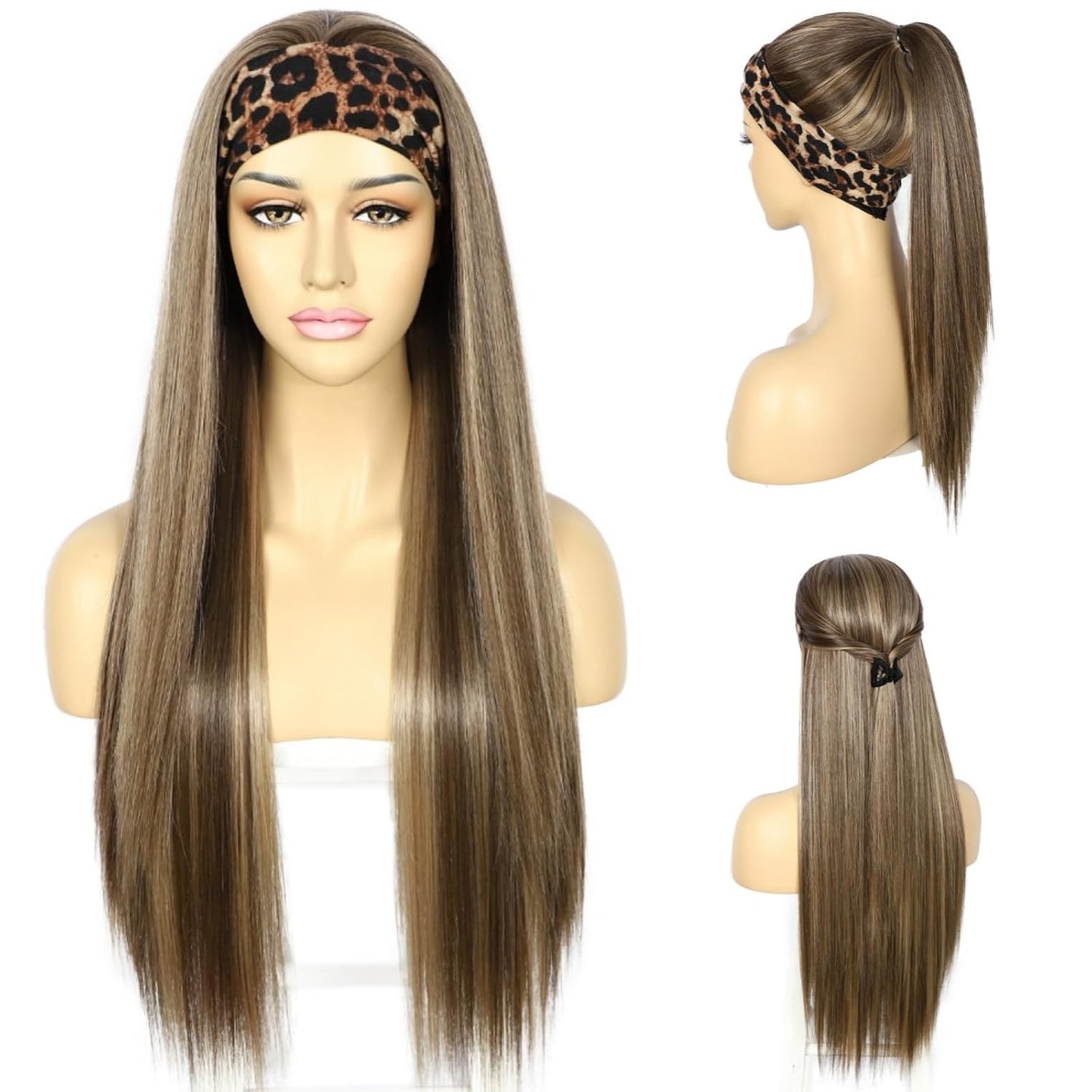 Headband Wig for Women-Straight Synthetic