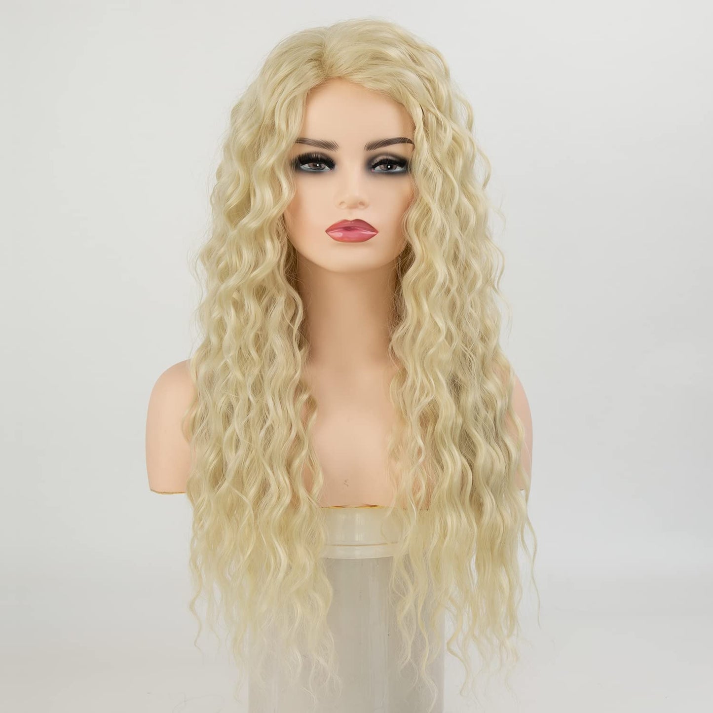 Long Blonde Wavy Curly Wig