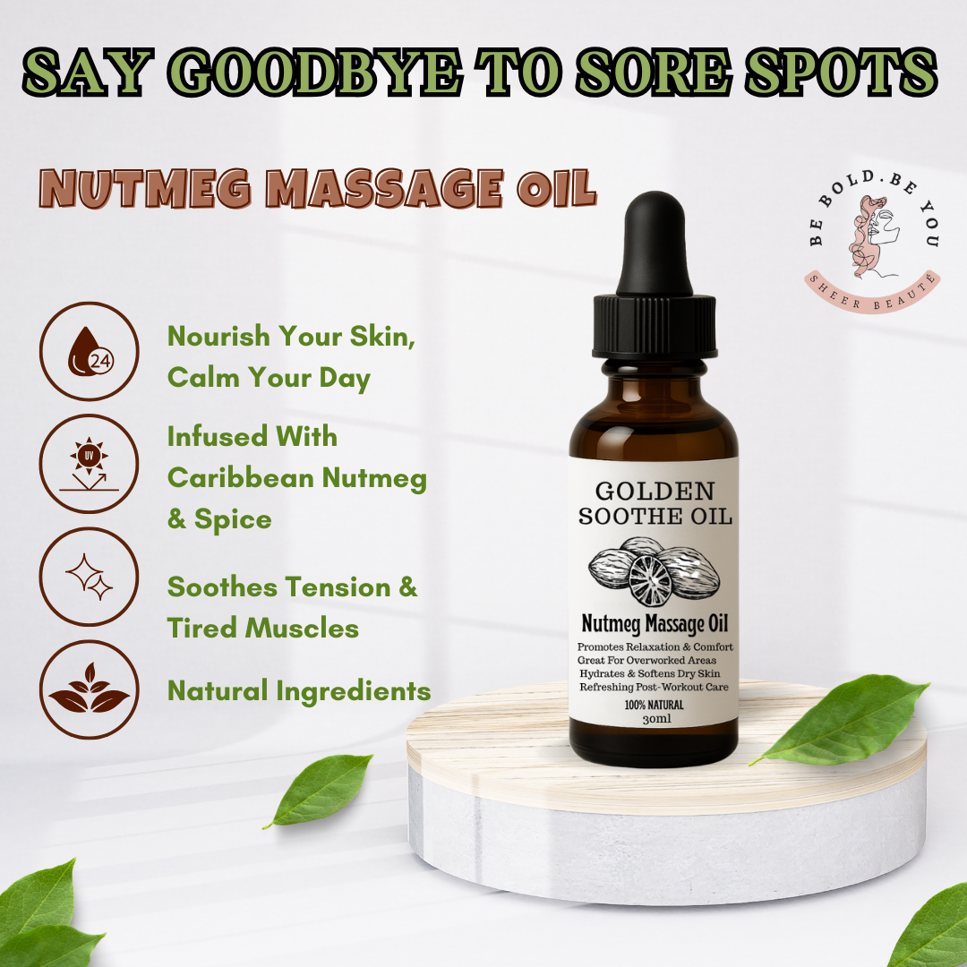 Golden Soothe Oil – 100% Natural Nutmeg Massage Oil
