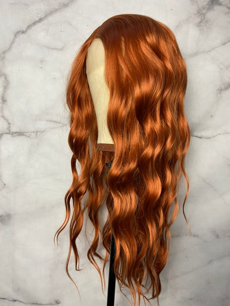 Red Wig Long Curly Costume Wigs Synthetic Red Copper Wavy Curly Wig for Women red head wig Halloween Costume Wigs