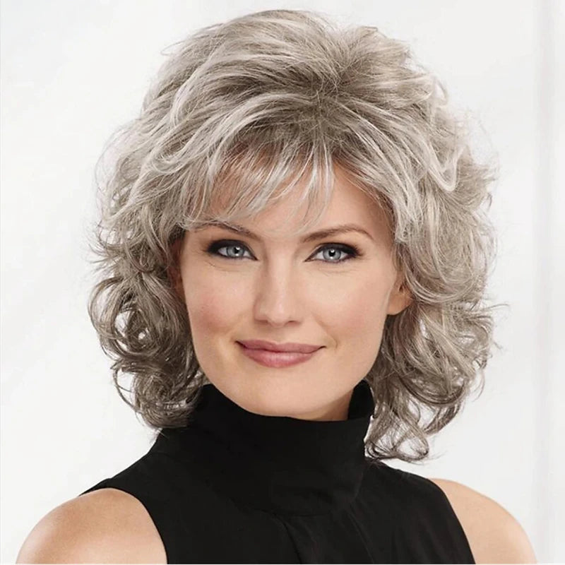 Short Curly Wig with Bangs – Synthetic