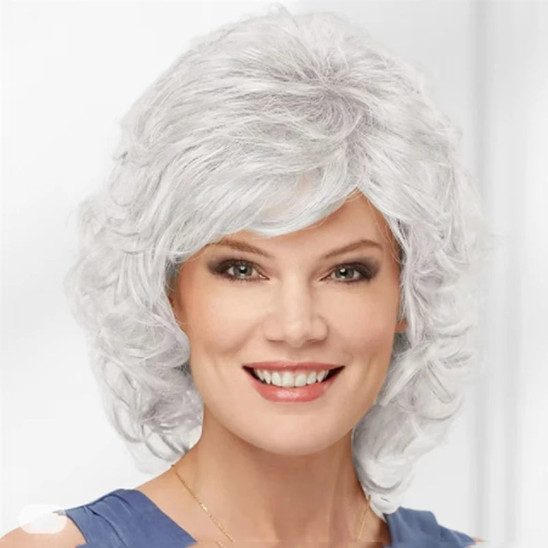 Short Curly Wig with Bangs – Synthetic