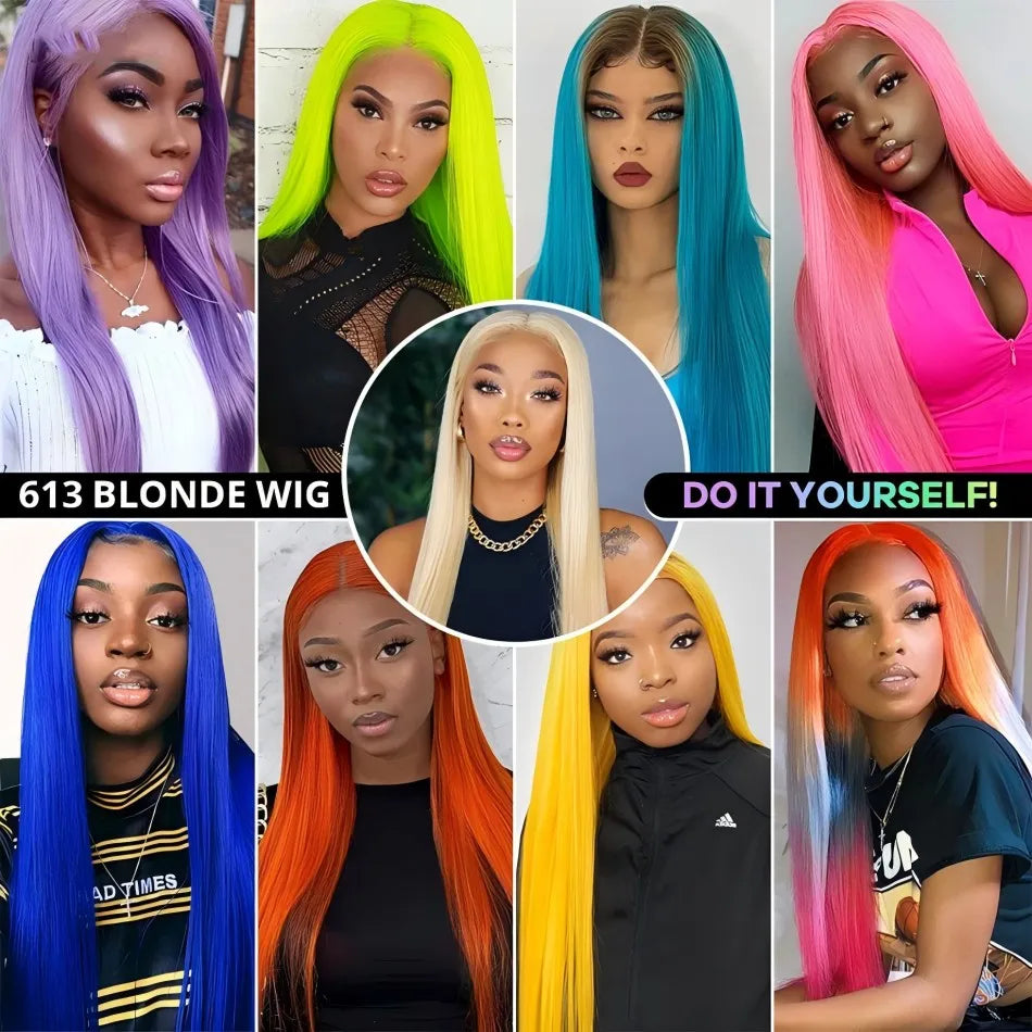250 Density 613 Blonde Straight Lace Front Wig
