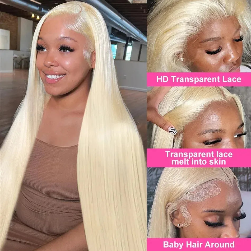 250 Density 613 Blonde Straight Lace Front Wig